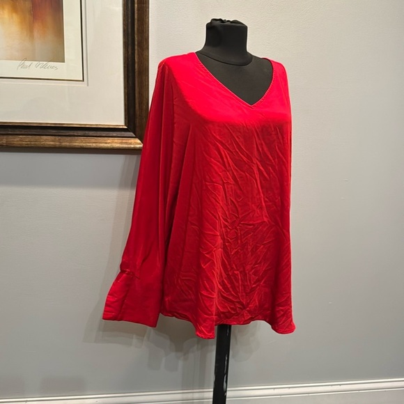 Lane Bryant red 3/4 sleeve polyester blouse 14/16 - Picture 1 of 7